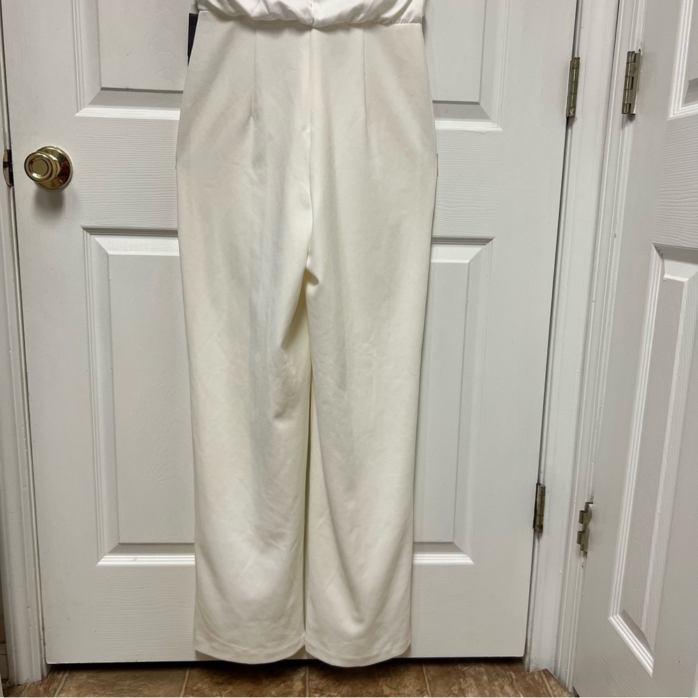 Adrianna Papell Satin Crepe Ivory Jumpsuit - Picture 6 of 16